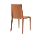 Italiaanse minimalistische zadelleer eetkamerstoelen